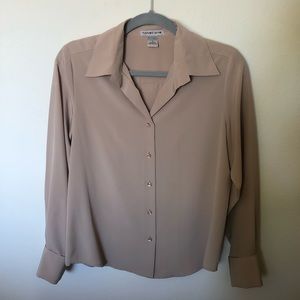 Notations Button Up Blouse, Rose Gold Buttons